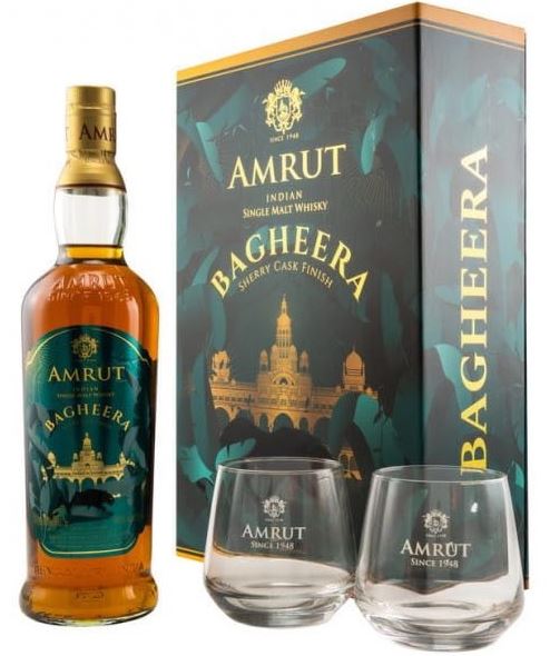 Amrut Indian Bagheera + 2 glasses 70cl 46° (R) GBX x3