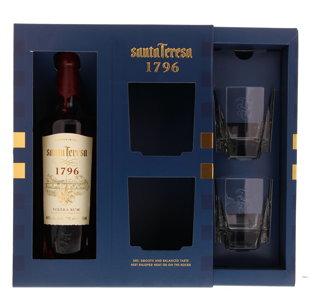 Santa Teresa 1796 Ron Antiguo de Solera + Glasses 70cl 40° (R) GBX x3