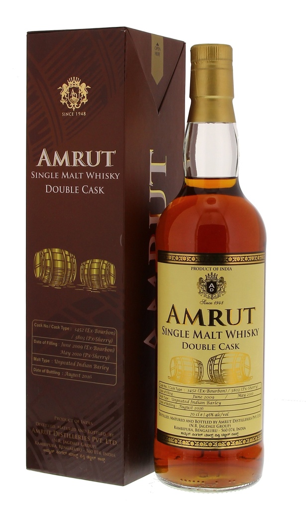 Amrut Double Cask 3rd Edition Bourbon Portpipe 70cl 46° (R) GBX x6