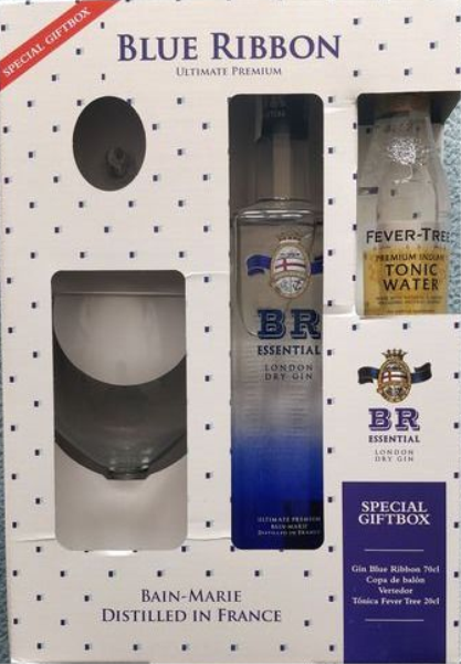 Blue Ribbon Gin 70cl 40° + Fever Tree 1 Glass (R) GBX x6