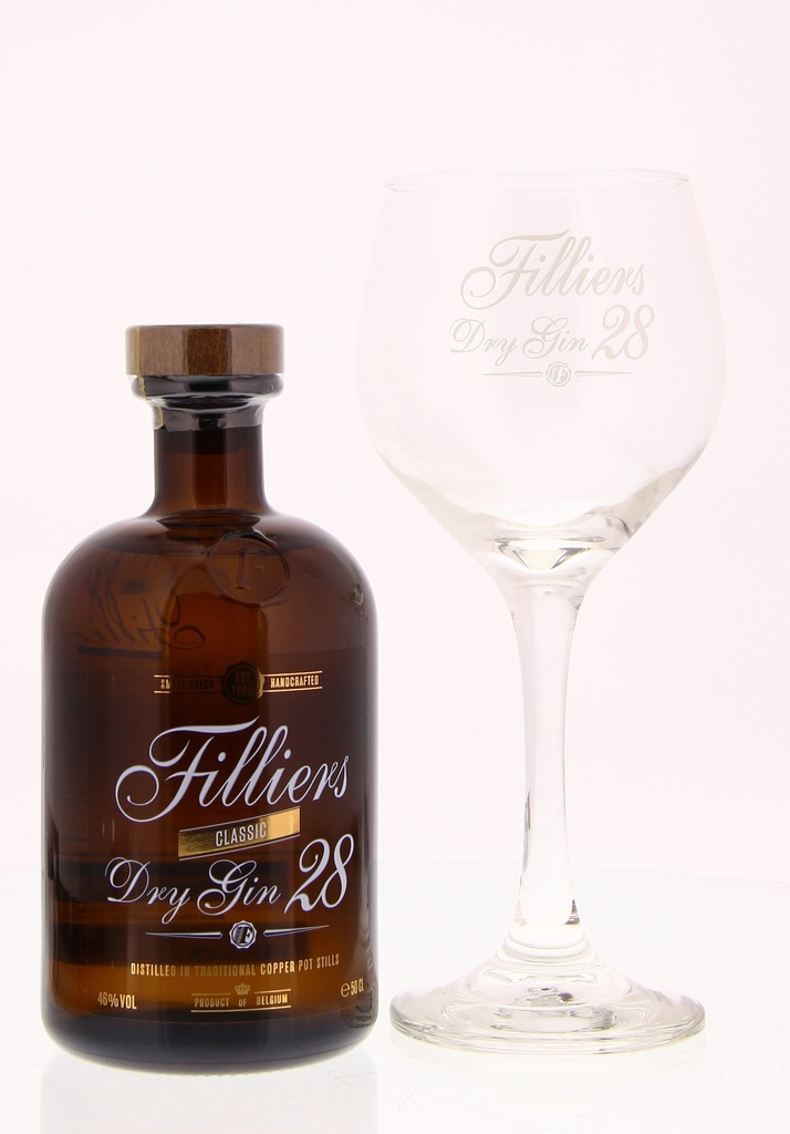 Filliers Dry Gin 28 50cl 46° + Glas (R) GBX x6