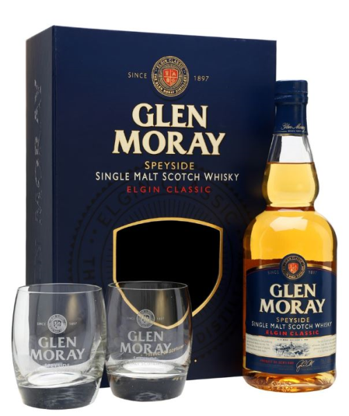 Glen Moray Classic Chardonnay Cask Finish + 2 Glasses 70cl 40° (R) GBX x6