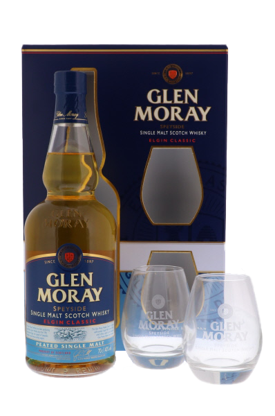 Glen Moray Classic Peated Single Malt + 2 Glasses 70cl 40° (R) GBX x6