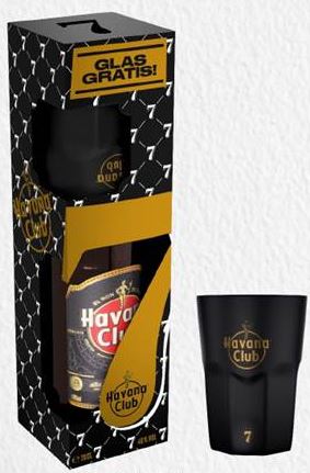 Havana Club Brown 7 YO 70cl 40° + Black Glas (R) GBX x6
