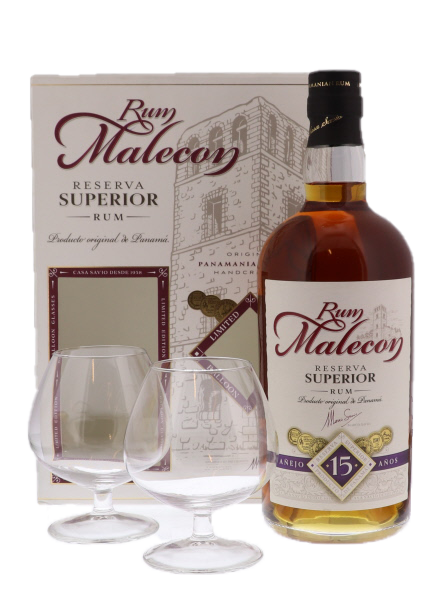 Malecon Reserva Superior 15 YO + 2 Glasses 70cl 40° (R) GBX x6