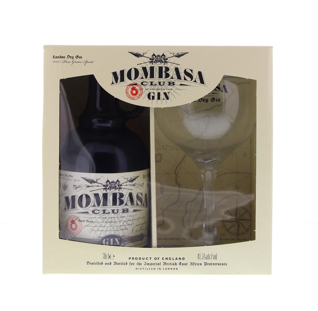 Mombasa Club Gin 70cl 41.5° + Glass (R) GBX x6