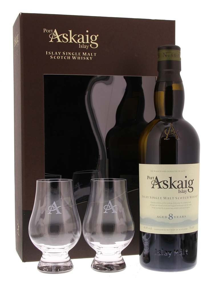 Port Askaig 8 YO + 2 glasses 70cl 45,8° (R) GBX x6