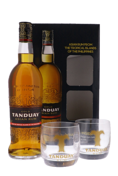 Tanduay Gold Rum 70cl 40° + 2 Glasses (NR) GBX x6