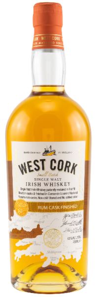 West Cork Single Malt Whiskey Rum Cask Finish 70cl 43° (R) x6