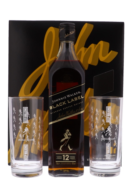 Johnnie Walker Black Label 70cl 40° + 2 Highball Glasses (NR) x6