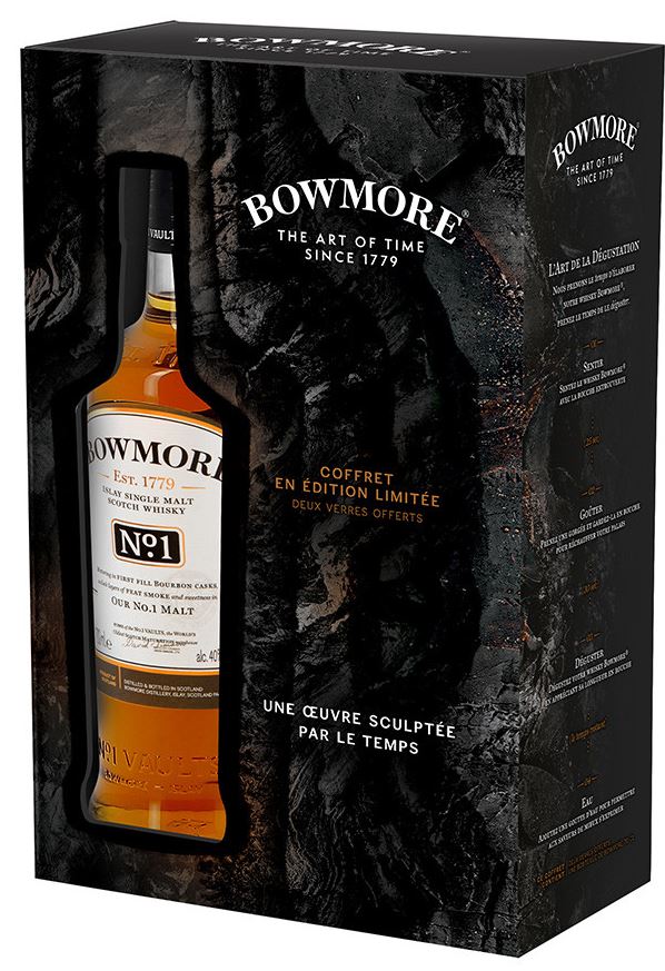 Bowmore N°1 + 2 glasses 70cl 40° (NR) GBX x6