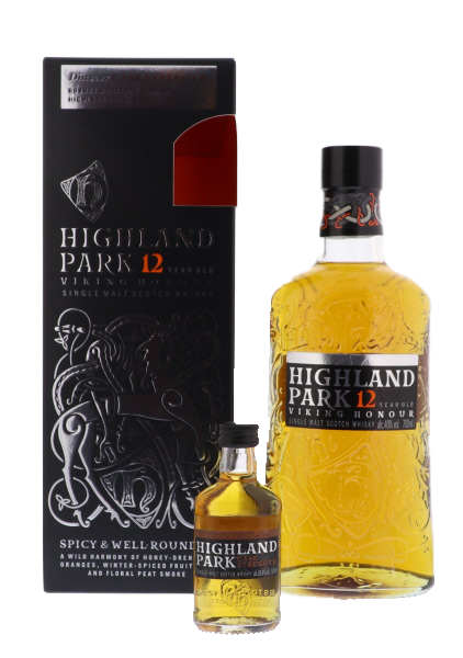 Highland Park 12 YO 70cl 40° + Gift Mini 5cl HP Cask Strength 63,9° (NR) GBX x6