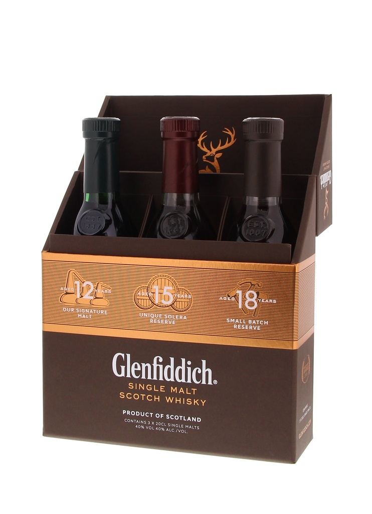 Glenfiddich Discovery Pack 12 YO +15 +18 40° 3 x 20cl (R) GBX x4