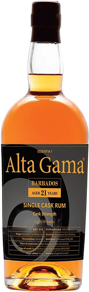 Alta Gama Cask Strength Single Rum Barbados 21 YO 70cl 61° (NR) GBX x4