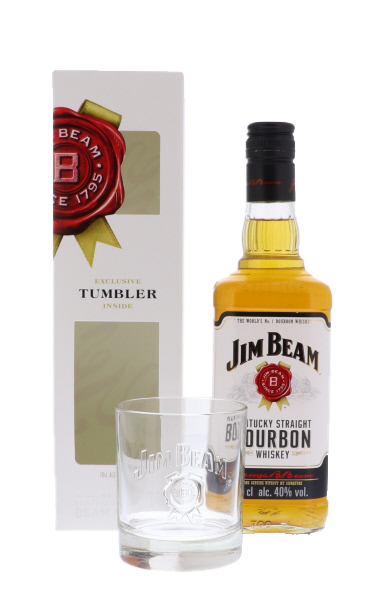 Jim Beam 70cl 40° + 1 Tumbler Glass (NR) GBX x6