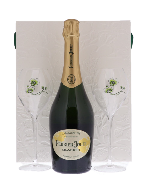 Perrier Jouët Grand Brut 75cl + 2 Glasses (R) GBX x6