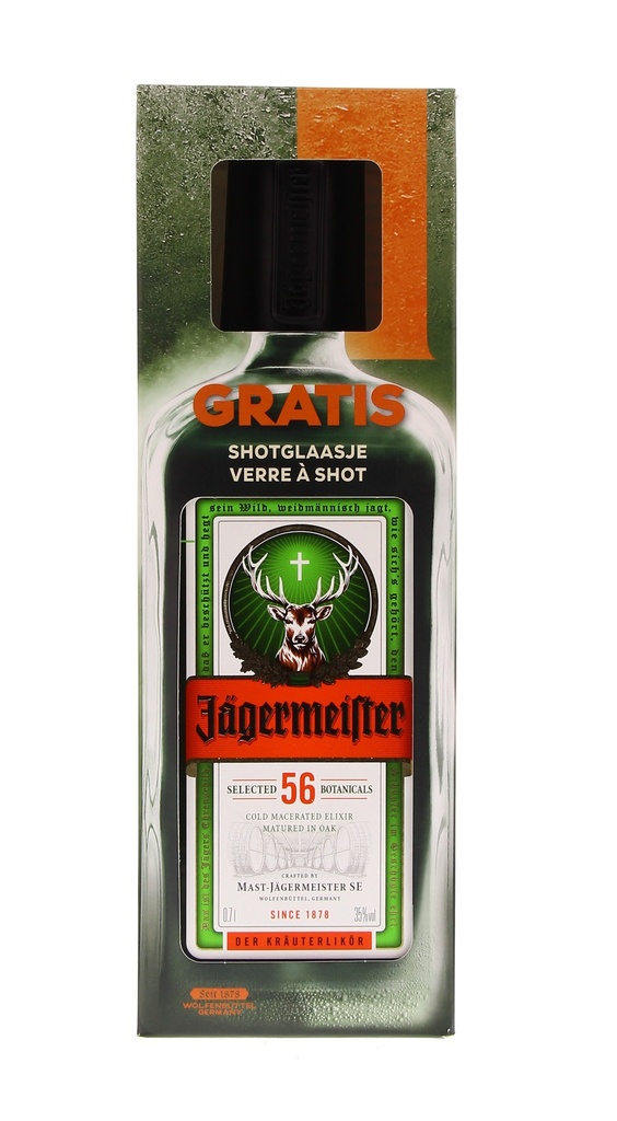 Jägermeister ( EN ) + Shot Glas 70cl 35° (R) GBX x6