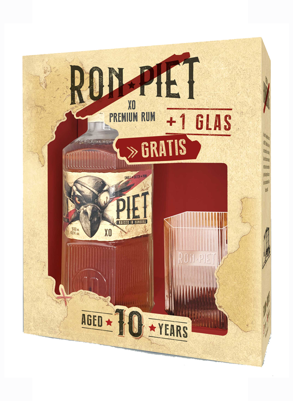 Ron Piet XO Premium + 1 Glas 50cl 40° (NR) GBX x6