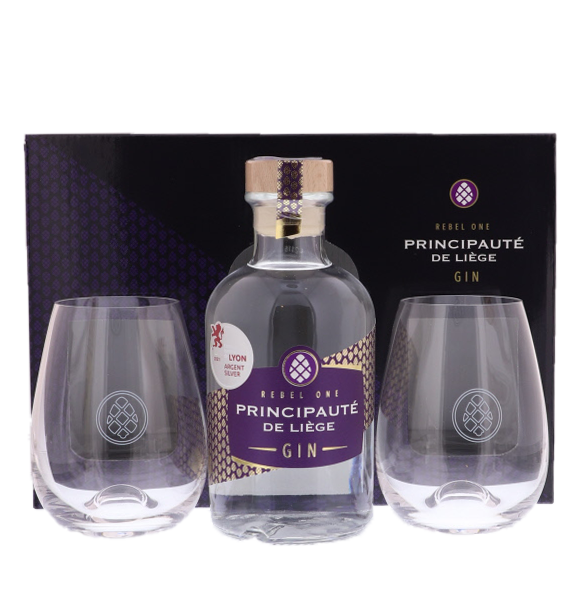 Rebel One Gin Bio Principauté de Liège + 2 Verres 50cl 40° (R) GBX x8