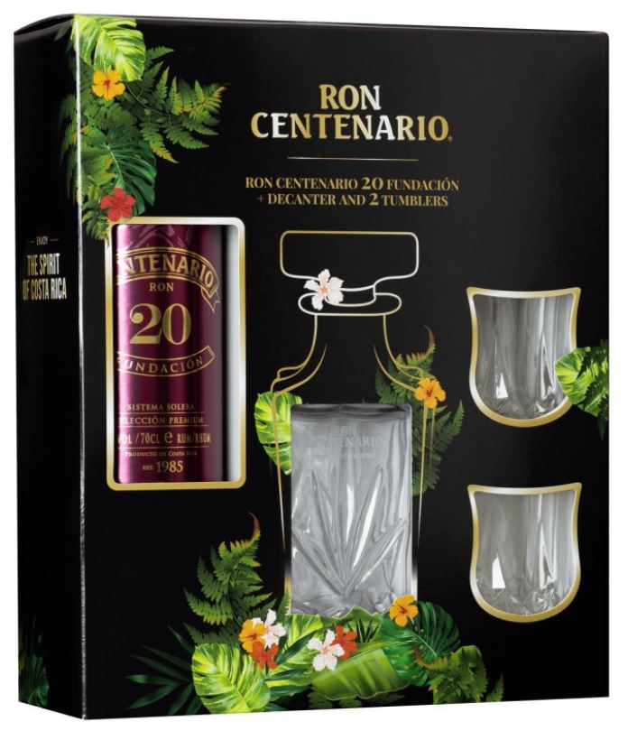 Centenario Fundacion Reserva 20 YO + Decanter glasses 70cl 40° (R) GBX x6