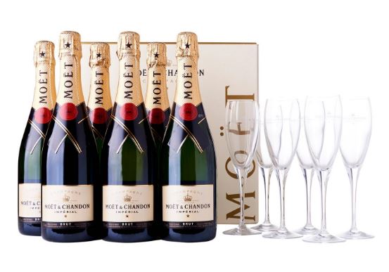 Moët & Chandon Impérial Brut 6 x 75cl 12º(6 Btls + glasses) (R) x1
