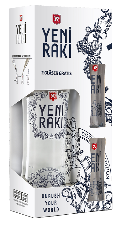 Yeni Raki + 2 Glasses 70cl 45° (R) GBX x6