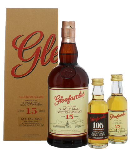 Glenfarclas 15 YO 70cl + 105 5cl 60° 25 years 46.69° (R) GBX x6
