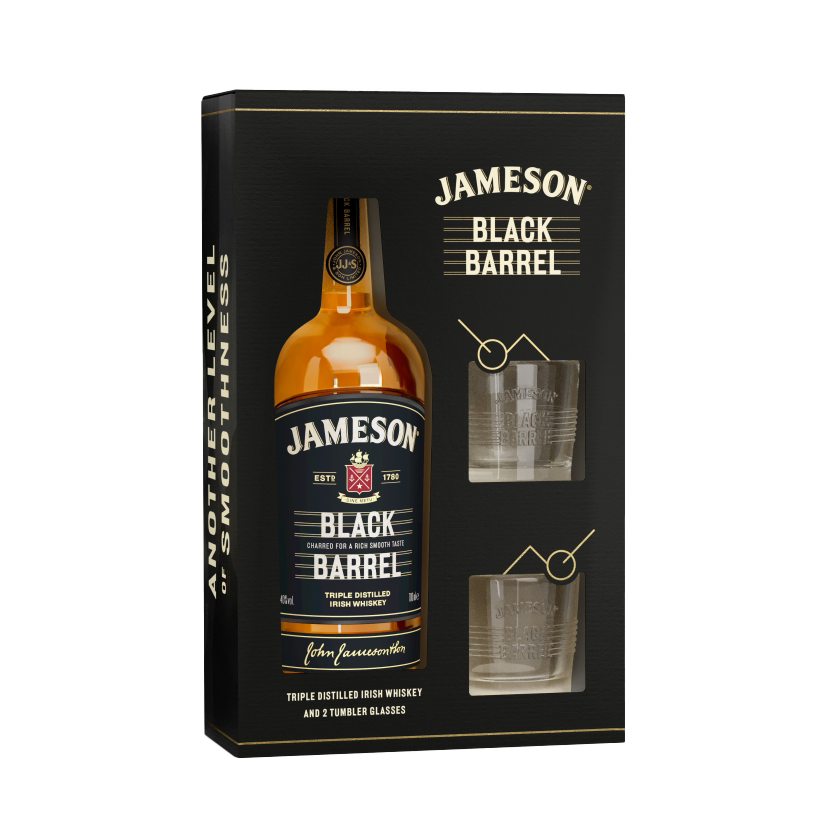Jameson Black Barrel + 2 Glasses 70cl 40° (NR) GBX x6