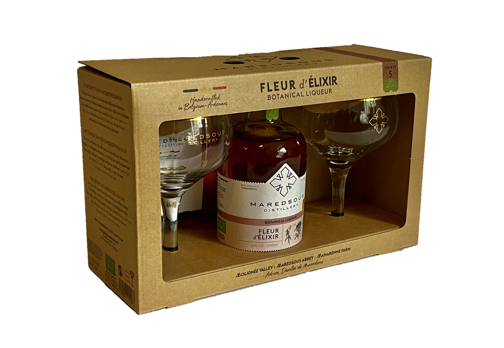 Abbaye de Maredsous Fleur d'Elixir Bio + 2 Glasses 50cl 14° (NR) GBX x3