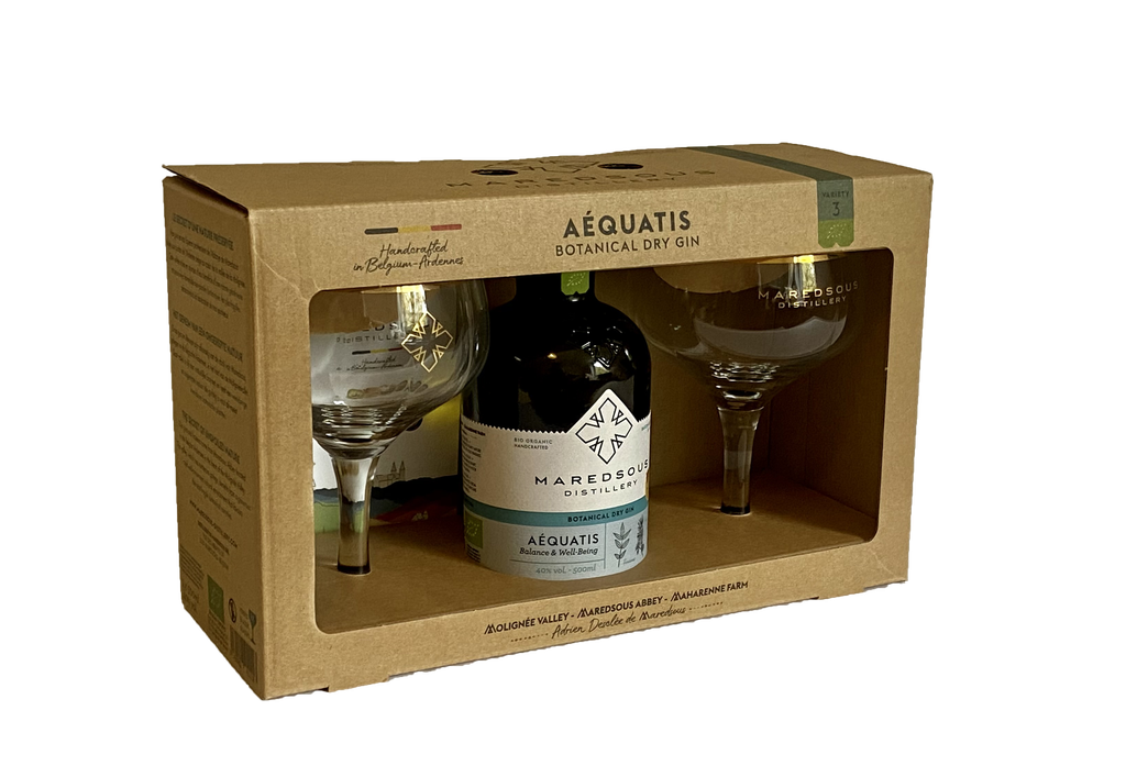 Abbaye de Maredsous Aéquatis - Organic Gin + 2 Glasses 50cl 40° (NR) GBX x3