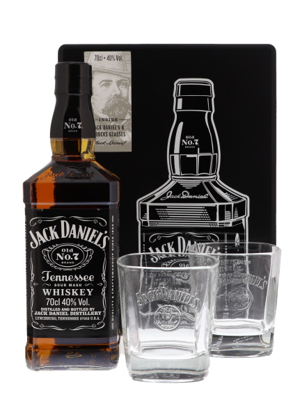 Jack Daniel's Old N°7 70cl 40° + 2 glasses in Tin Box (R) GBX x6
