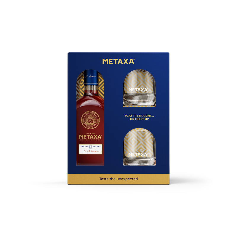 Metaxa 12* + Glasses 70cl 40° (R) GBX x6