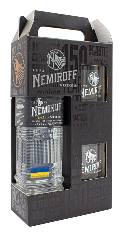 Nemiroff De Luxe Vodka + 2 Glasses 70cl 40° (NR) GBX x9