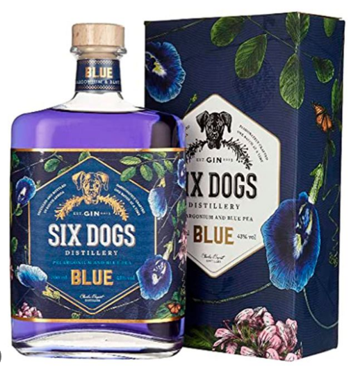 Six Dogs Blue 70cl 43° (R) GBX x6