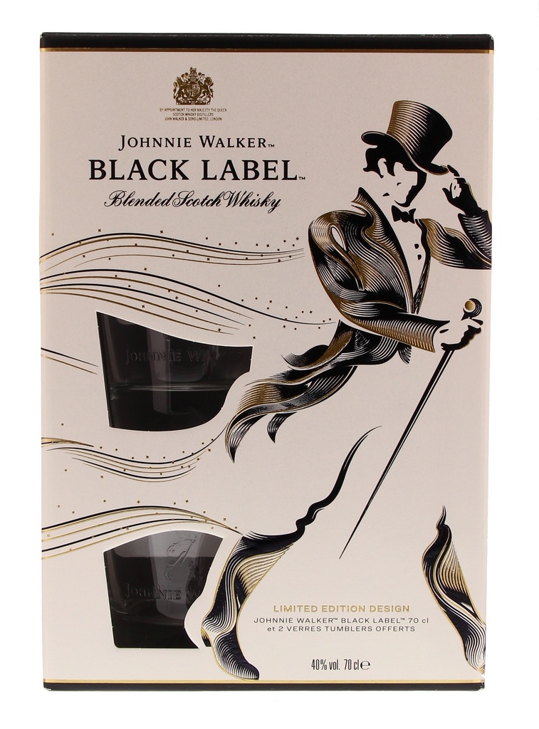Johnnie Walker Black Label + 2 Glasses 70cl 40° (R) GBX x6