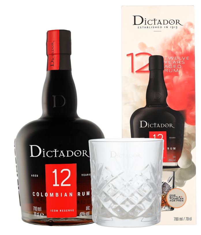 Dictador 12 Years + glass 70cl 40° (R) GBX x6