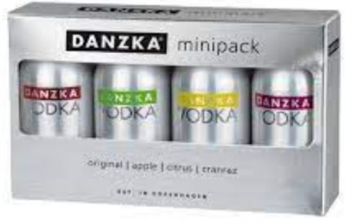 [V-58.24] Danzka Vodka Minipack (original, apple, citrus, cranraz) 4x5cl 40° (NR) GBX x24