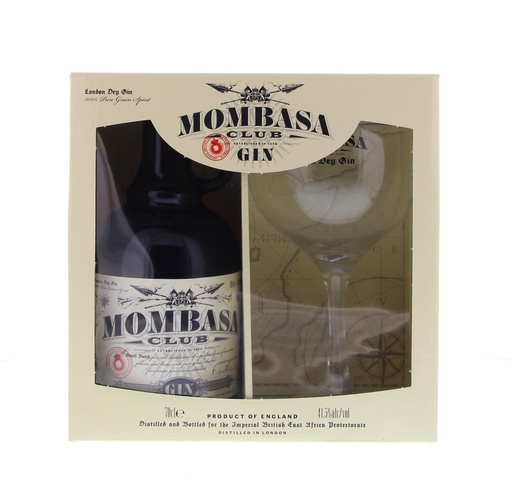 [G-442.6] Mombasa Club Gin 70cl 41,5° + Glass (R) GBX x6