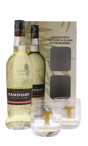 [R-963.6] Tanduay Silver Rum 70cl 40° + 2 Glasses (NR) GBX x6