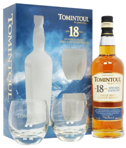 [WB-1005.4] Tomintoul 18 YO 70cl 40° + 2 Verres (R) GBX x4
