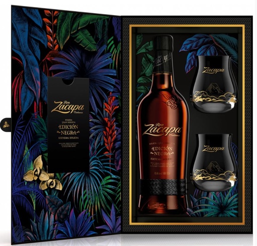 [R-1118.6] Zacapa Edicion Negra + 2 glasses 70cl 43° (NR) GBX x6
