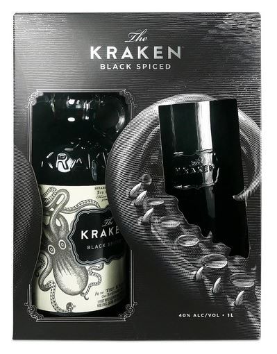 [R-1616.6] Kraken Black Spiced Rum 100cl 40° + Glass (R) GBX x6