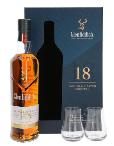 [WB-2336.3] Glenfiddich 18 Years Small Batch Reserve + 2 glasses 70cl 40° (R) GBX x3