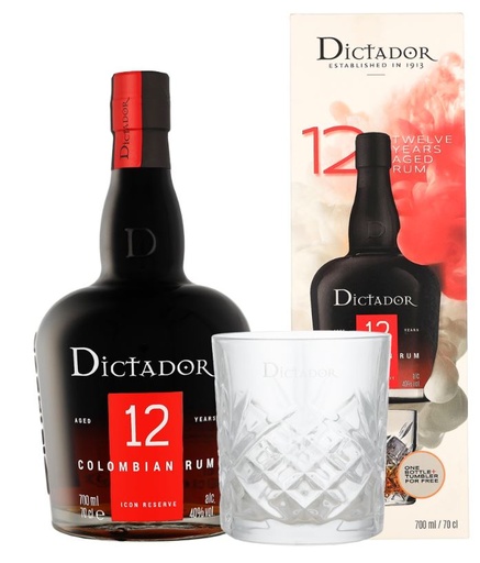 [R-1756.6] Dictador 12 Years + glass 70cl 40° (R) GBX x6